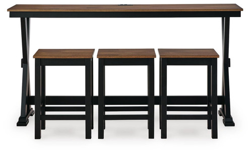 Wildenauer - Rectangular Dining Room Counter Table Set (Set of 4) - Brown / Black