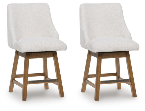 Cabalynn - Upholstered Swivel Barstool (Set of 2) - Oatmeal / Light Brown
