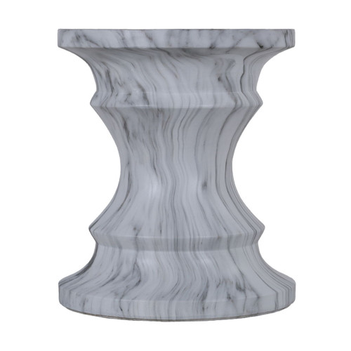 Geometric Round Outdoor End Table - Marble