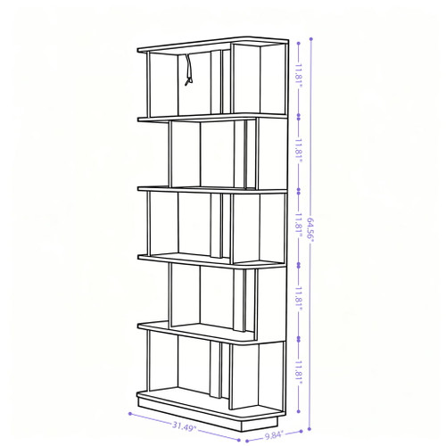 5 Tier Open Bookshelf, Free Combination Storage Shelving For Living Room - Dark Brown