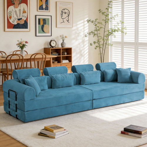 Modern L-Shape Modular Sectional Sofa, Compressed Design