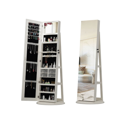 Swivel Jewelry Cabinet With Full Length Mirror