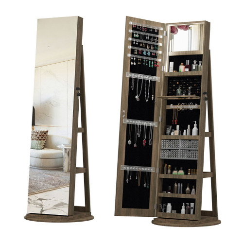 Swivel Jewelry Cabinet With Full Length Mirror