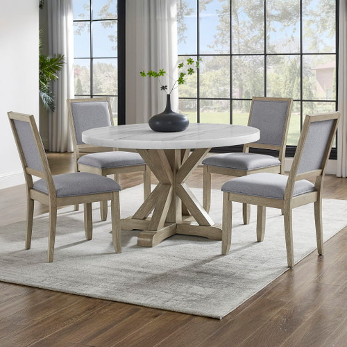 Carena - 5 Piece Dining Set (Round Table And 4 Chairs) - Dark Gray