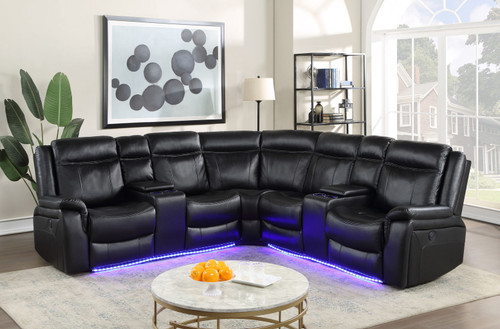 Levin - Power Reclining Sectional - Black