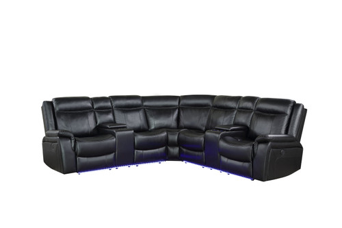 Levin - Power Reclining Sectional - Black