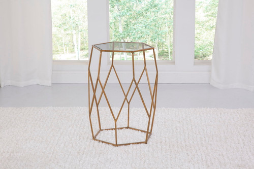 Roxy - Hegaonal Chairside End Table - Gold