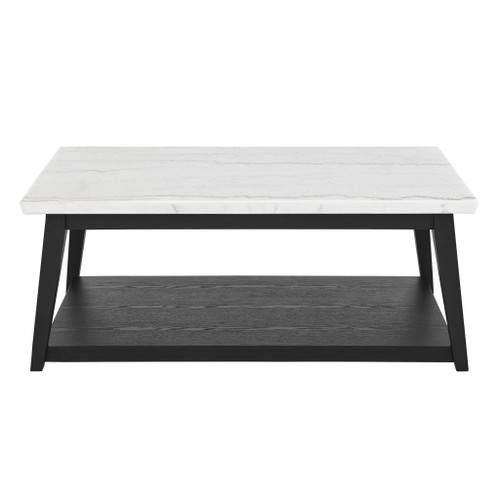 Vida - Marble Cocktail Table With Casters - Black / White