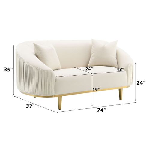Martina - Loveseat With 2 Pillows - Ivory