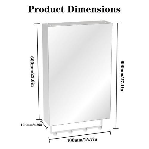 Medicine Cabinet, Wall Mounted Bathroom Mirror With Storage, Adjustable Shelves - Silver