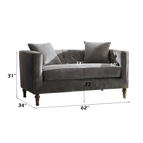 Sidonia - Loveseat With 2 Pillows - Gray
