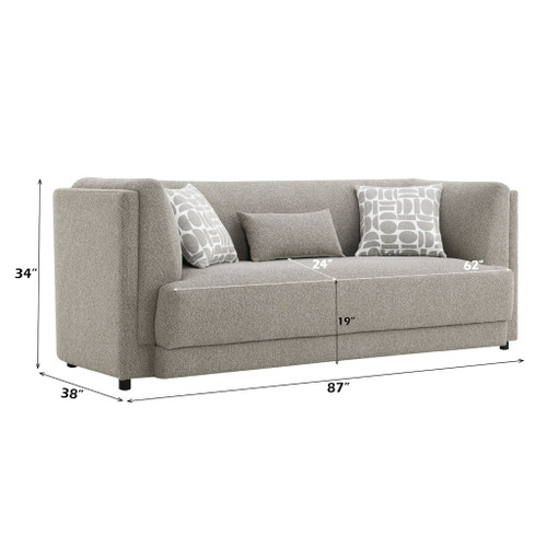 Glenda - Sofa With 3 Pillows - Gray