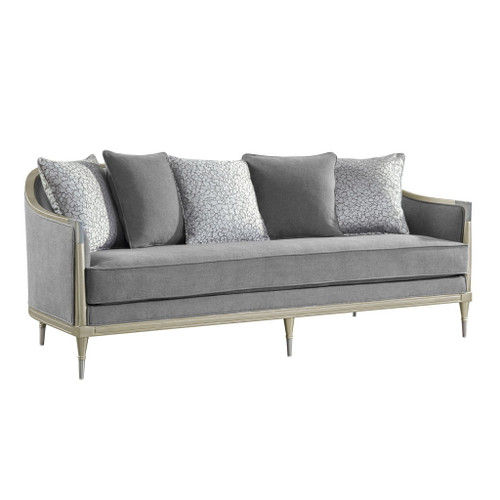 Fernando - Sofa With 5 Pillows - Champagne / Gray