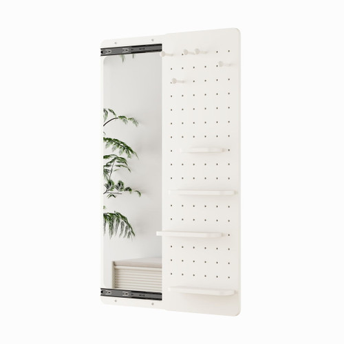 Wall Mounted Full Length Mirror With Shelf And Hook