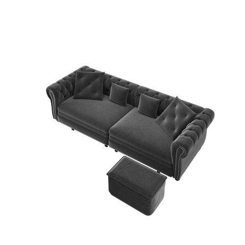 3 In 1 Pull Out Convertible Sleeper Sofa Bed, King Size, Chaise Lounge