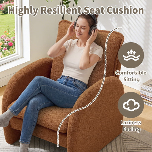 Modern Sherpa Upholstered Accent Chair, Comfortable Living Room Armchair, Lounge Chair For Bedroom, And Office