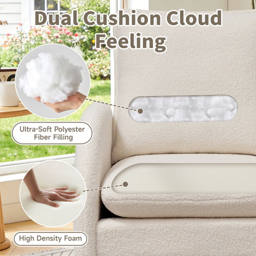 Modern Sherpa Upholstered Accent Chair, Comfortable Living Room Armchair, Lounge Chair For Bedroom, And Office