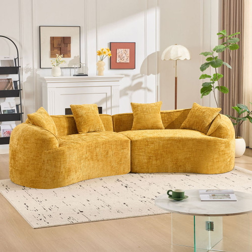Curved Compressed Sofa, Nordic-Style Design For Living Room