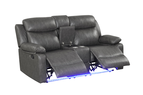 Aiden Gray 3PC Reclining Set in Leather Gel