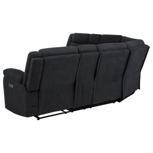 Hagen Upholstered Power Reclining Sectional Sofa Steel Grey