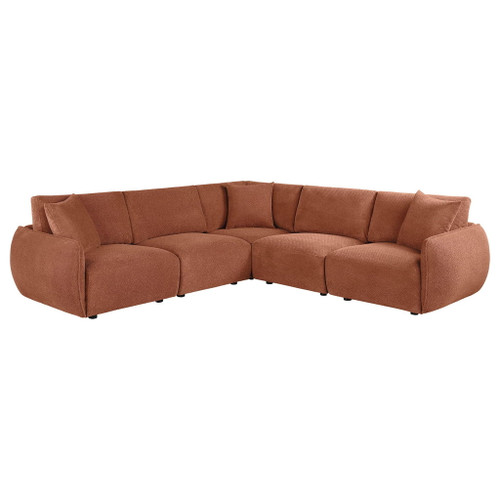 Elysia 5-piece Chenille Upholstered Modular Sectional Sofa Coral
