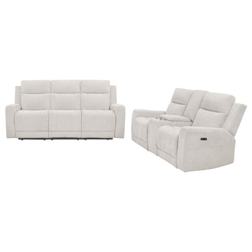Kennett 2-piece Chenille Power Reclining Sofa Set Ivory