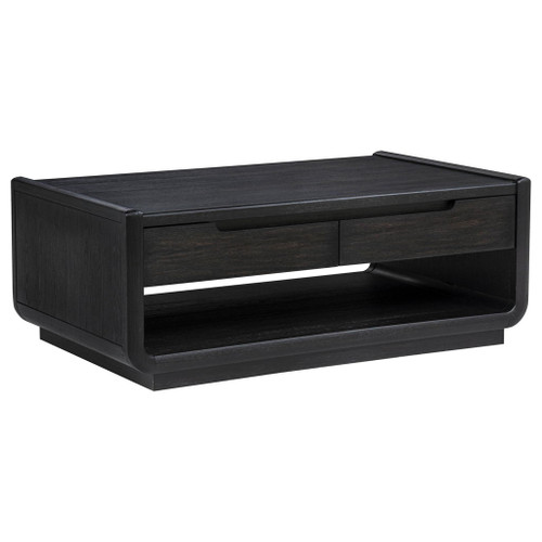 Leandro 2-drawer Wood Cocktail Coffee Table Burnished Black
