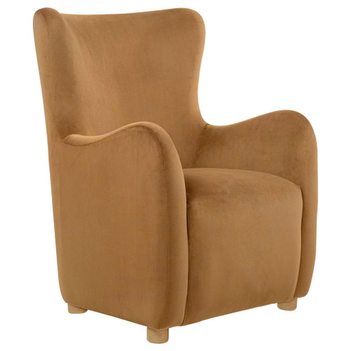 Thornton Velvet Upholstered Wingback Lounge Accent Chair Camel