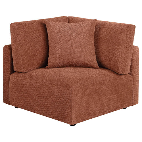 Elysia Chenille Upholstered Modular Corner Chair Coral
