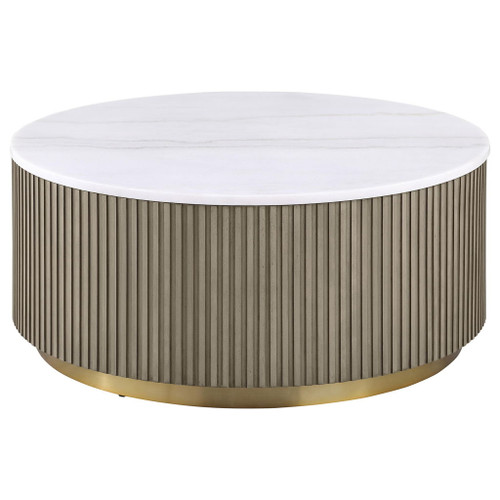 Jason Round White Marble Top Coffee Table Greige