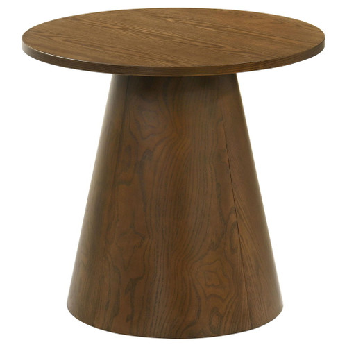 Franklin Round Wood Pedestal Side End Table Dark Brown