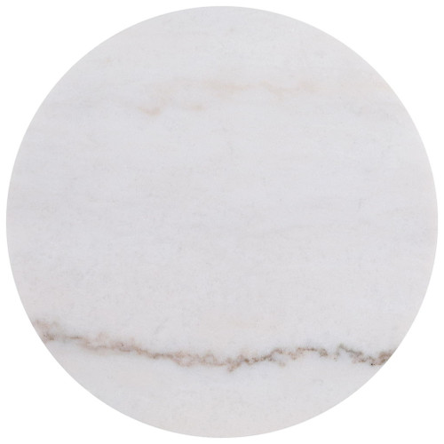 Jason Round White Marble Top Side End Table Honey Brown