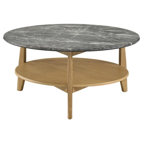Bradley Round SmartTop Cocktail Coffee Table Grey and Natural