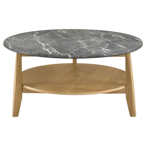 Bradley Round SmartTop Cocktail Coffee Table Grey and Natural