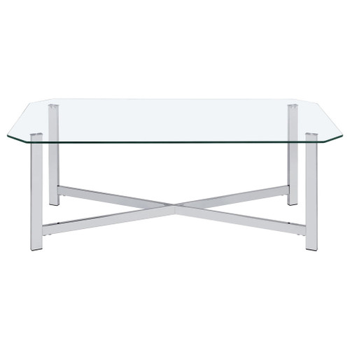 Cronin Rectangular Tempered Glass Top Cocktail Coffee Table Chrome