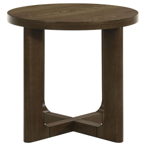 Kessler Round Sculptural Wood End Table Brown