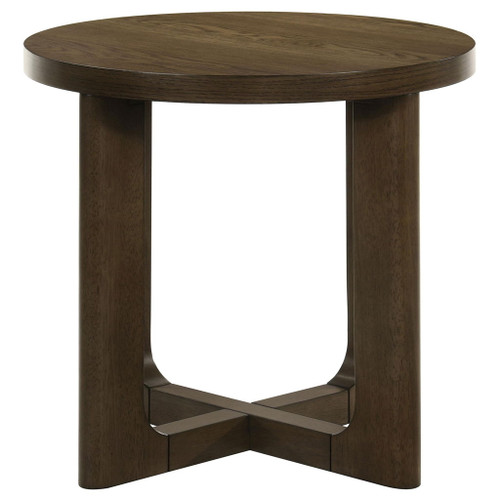 Kessler Round Sculptural Wood End Table Brown