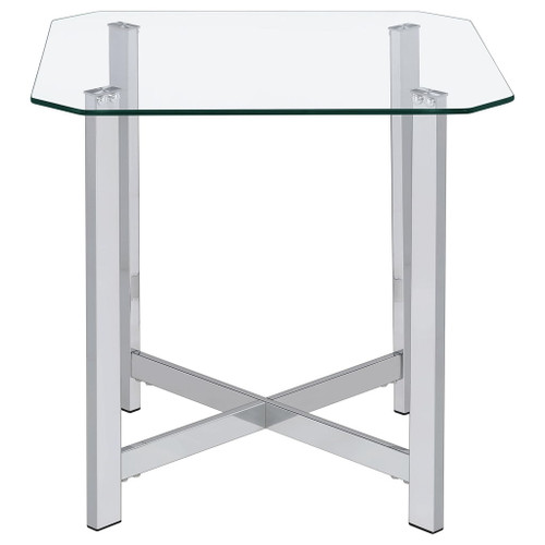 Cronin Square Tempered Glass Top Side End Table Chrome