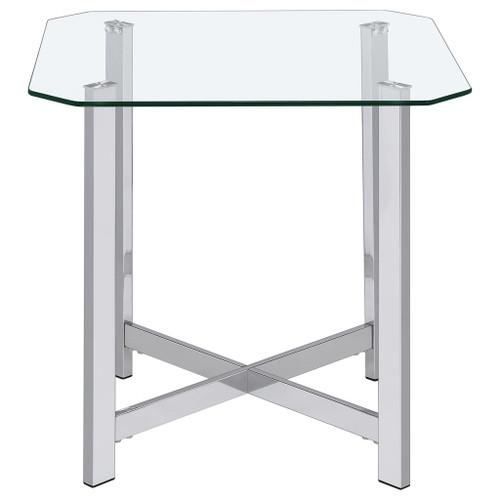 Cronin Square Tempered Glass Top Side End Table Chrome