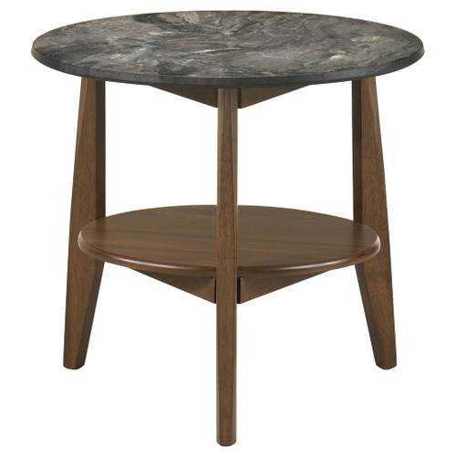 Bradley Round SmartTop End Side Table Smokey Grey and Brown