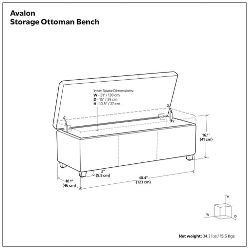 Avalon - Storage Ottoman Bench - Brown