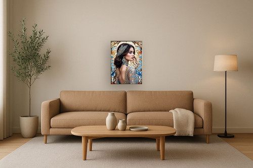 Jeweled Reverie I Gloss Canvas In Frame - Blue / Brown