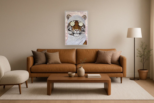 Spa Retreat I Hand-Embellished Canvas With Rocks In Frame - Pink / White