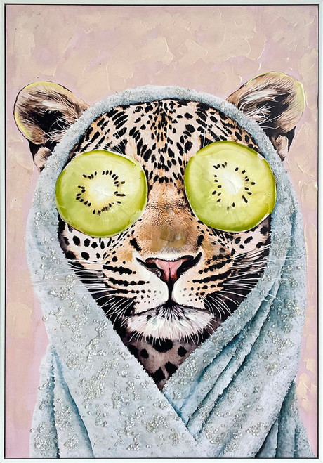 Spa Retreat II Hand-Embellished Canvas With Rocks In Frame - Pink / Blue