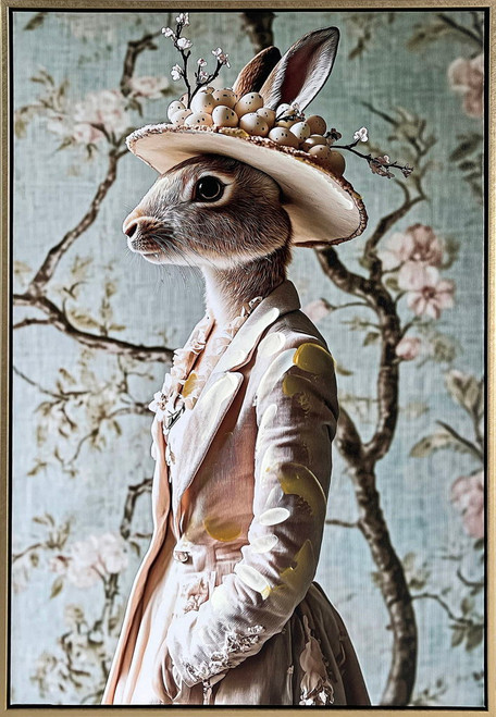 Garden Hare II Hand-Embellished Canvas In Frame - Gold / Brown