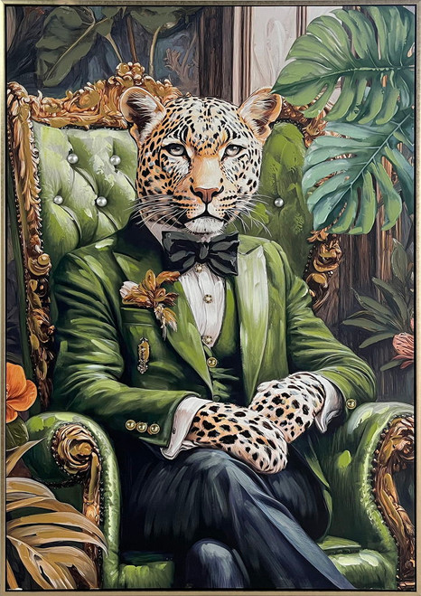 Emerald Aristocrat Hand-Embellished Canvas In Frame - Green / Gold