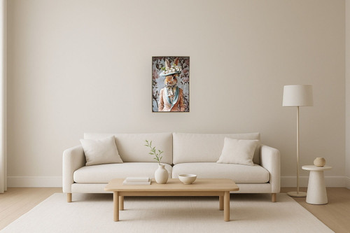 Garden Hare I Hand-Embellished Canvas In Frame - Antique Gold / Blush