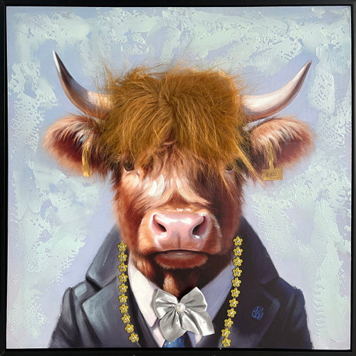 Animal Honor Role I Hand-Embellished Canvas With Fabric In Frame - Black / Brown