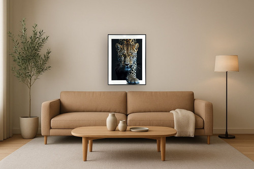 Midnight Stalker II Gloss Canvas With Rocks In Frame - Black / White