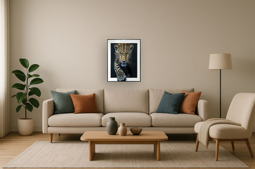 Midnight Stalker I Gloss Canvas With Rocks In Frame - Black / White